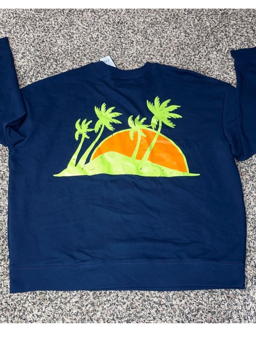 Original Use Men's Navy Crewneck Sweatshirt with Palm Island Graphic NWT